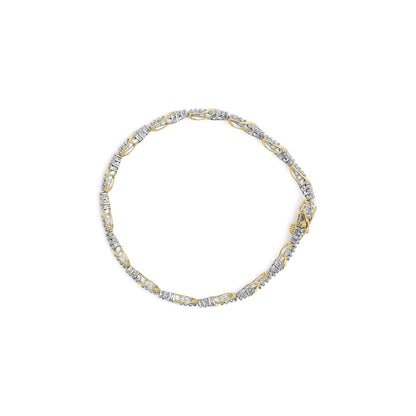 10k Two-Tone Gold 1/2 Cttw Diamond Spiral Over Link Bracelet (I-J Color, I2-I3 Clarity) 7" Inches WEM Support (www.WEM.support)