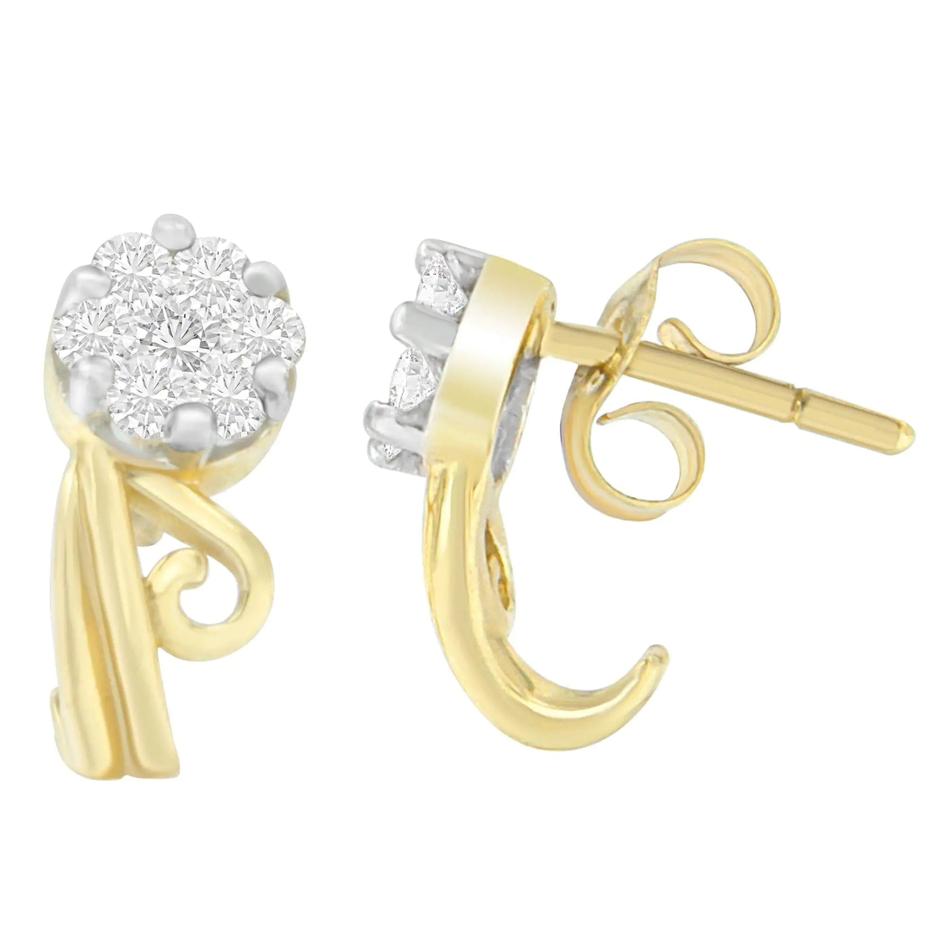 14K Yellow Gold 1/2 cttw Round Cut Diamond Earrings (I-J, SI2-I1) WEM Support (www.WEM.support)