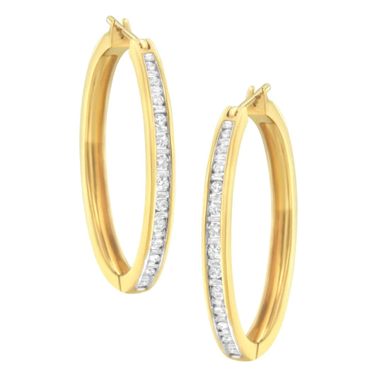 10K Yellow Gold 1/2 cttw Channel Set Hoop Earrings (H-I Clarity, SI2-I1 Color) WEM Support (www.WEM.support)