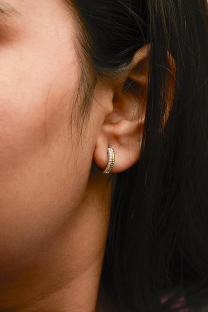 10K Yellow Gold 1/10 Cttw Diamond and Rope Twist Huggy Hoop Earrings (H-I Color, I1-I2 Clarity) WEM Support (www.WEM.support)