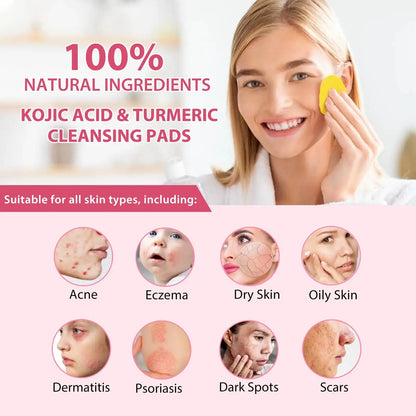 Turmeric Kojic Acid Cleansing Pads, Kojic Acid And Turmeric Cleansing Pads Helps Balance Skin Oil And Water, Remove Excess Keratin From The Body'S Skin, 40PCS 40 Count (Pack of 1) My Store