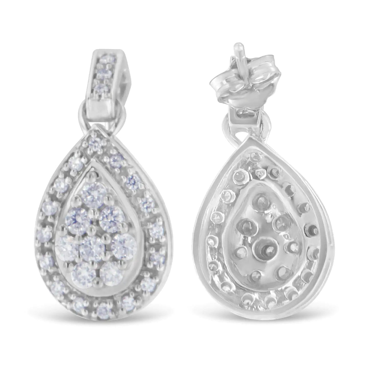 10k White Gold Round Cut Diamond Earrings (0.75 cttw, H-I Color, I1-I2 Clarity) WEM Support (www.WEM.support)