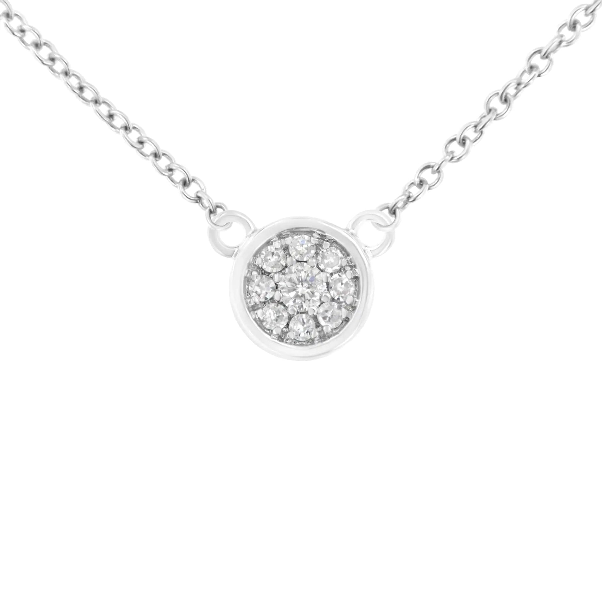 10K White Gold 1/4 Cttw Diamond Flower Pendant Necklace (I-J Color, I2-I3 Clarity) - Adjustable 16-18" chain WEM Support (www.WEM.support)
