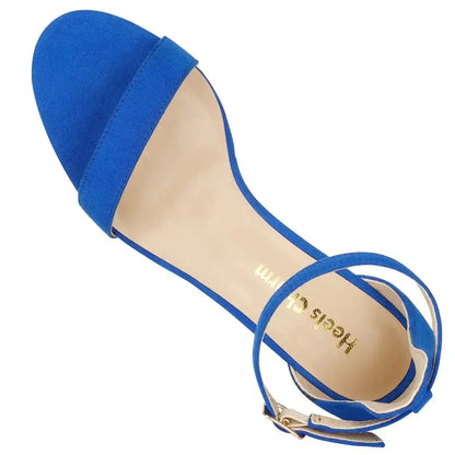 Women's Strappy Chunky Block Low Heeled Sandals 2 Inches Open Toe Ankle Strap High Heel Dress Sandals Daily Work Party Shoes 7 Velvet Blue blue block heel sandals My Store