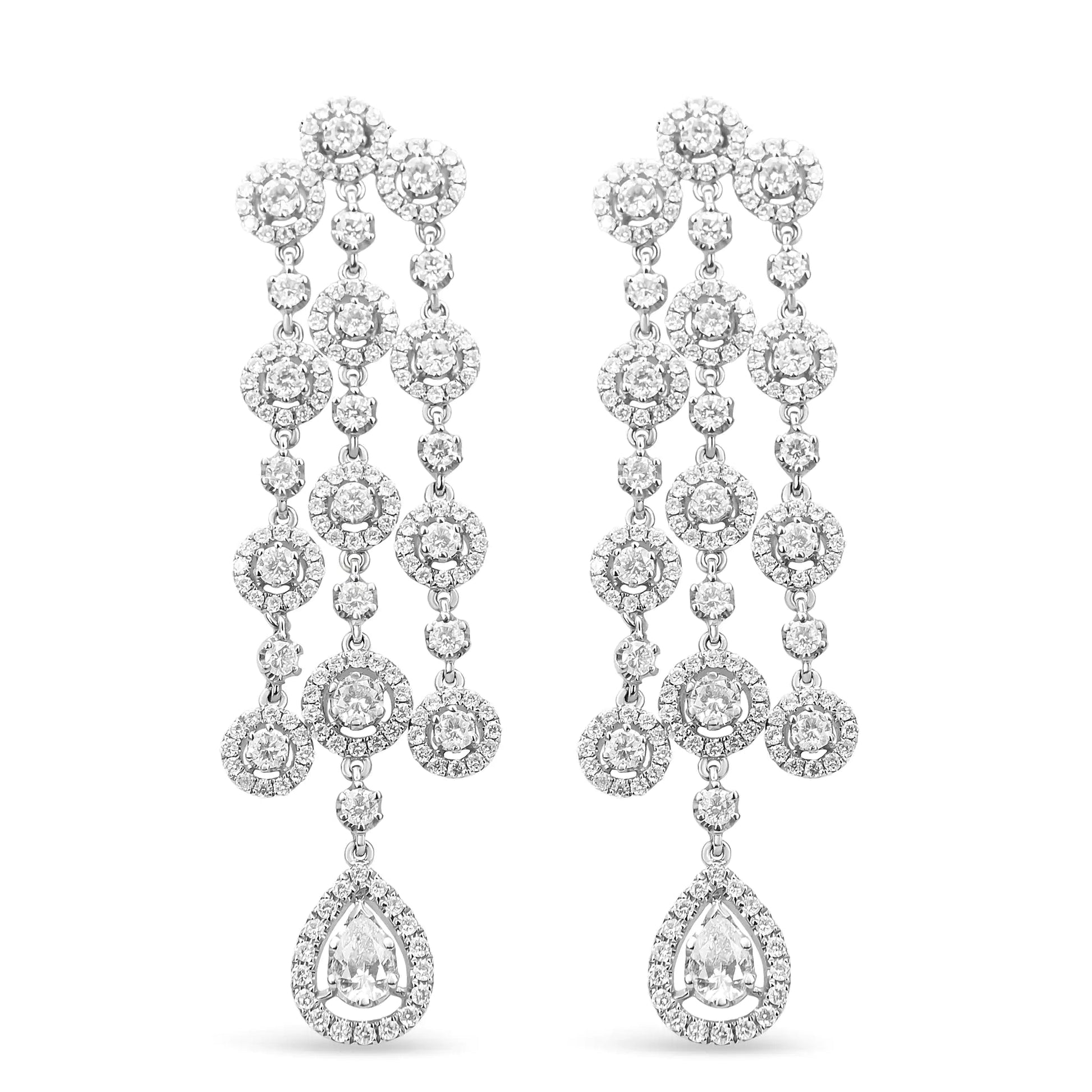 18K White Gold 4 3/4 Cttw Diamond Double Teardrop Waterfall Dangle Earrings (H-I Color, VS1-VS2 Clarity) WEM Support (www.WEM.support)