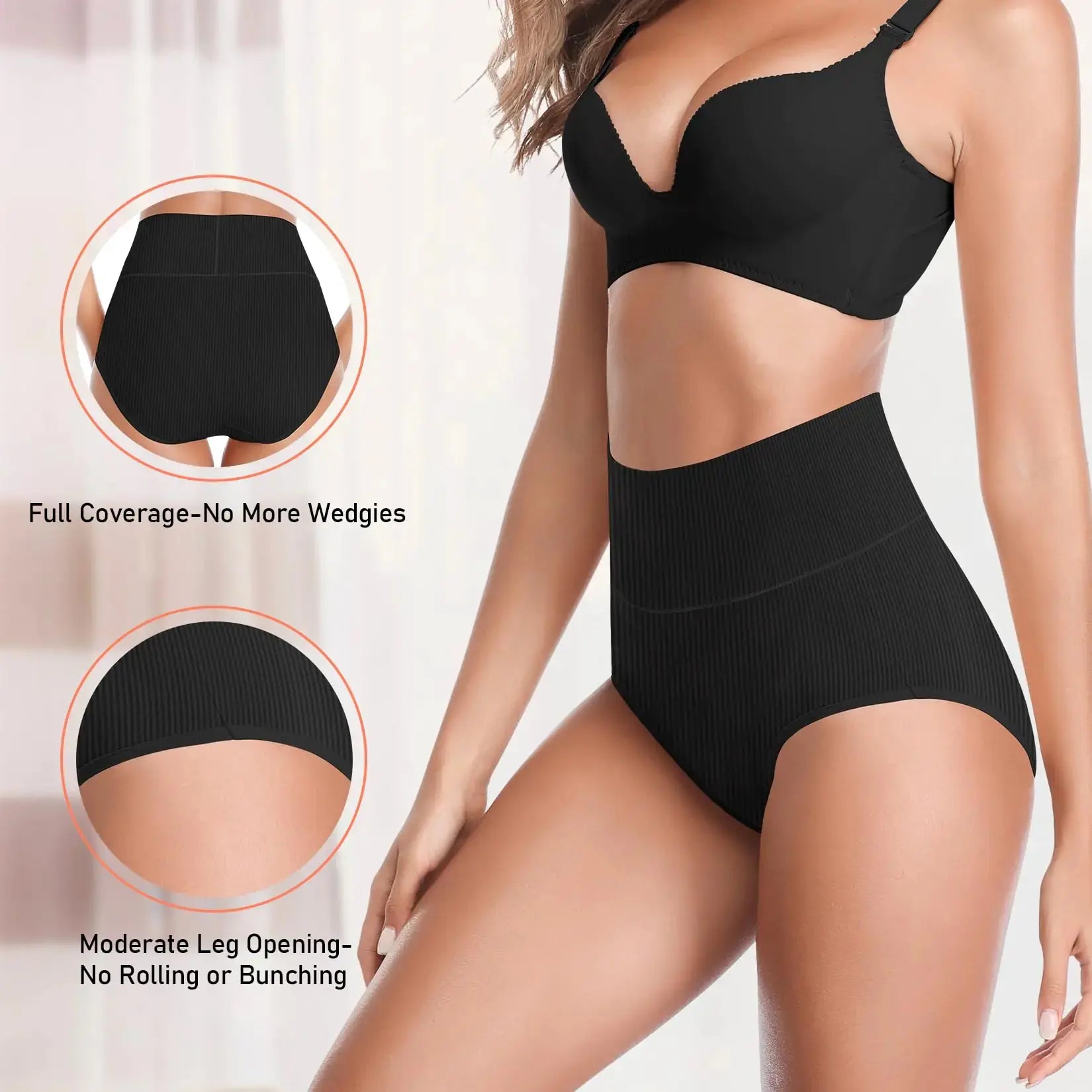 Womens Underwear High Waist Cotton Underwear Soft Underwear Super Stretchy Briefs Full Coverage Panties Women Medium-Large Multi B-5 Pack My Store