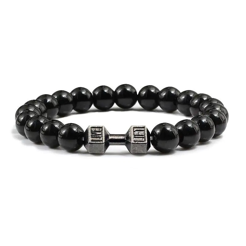 Turquoise Energy Gun Black Electroplated Alloy Barbell Bracelet WEM Support (www.WEM.support)