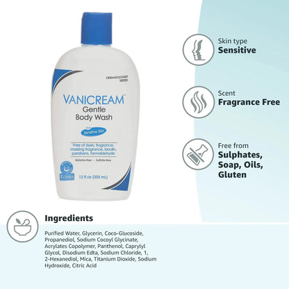 Vanicream Gentle Body Wash -12 fl oz - Formulated Without Common Irritants for Those with Sensitive Skin My Store