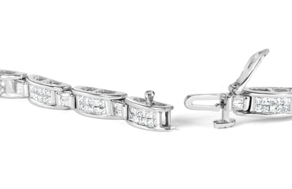 14K White Gold 2.0 Cttw Baguette and Princess-Cut Diamond Tennis Bracelet (H-I Color, SI1-SI2 Clarity) - 7" WEM Support (www.WEM.support)