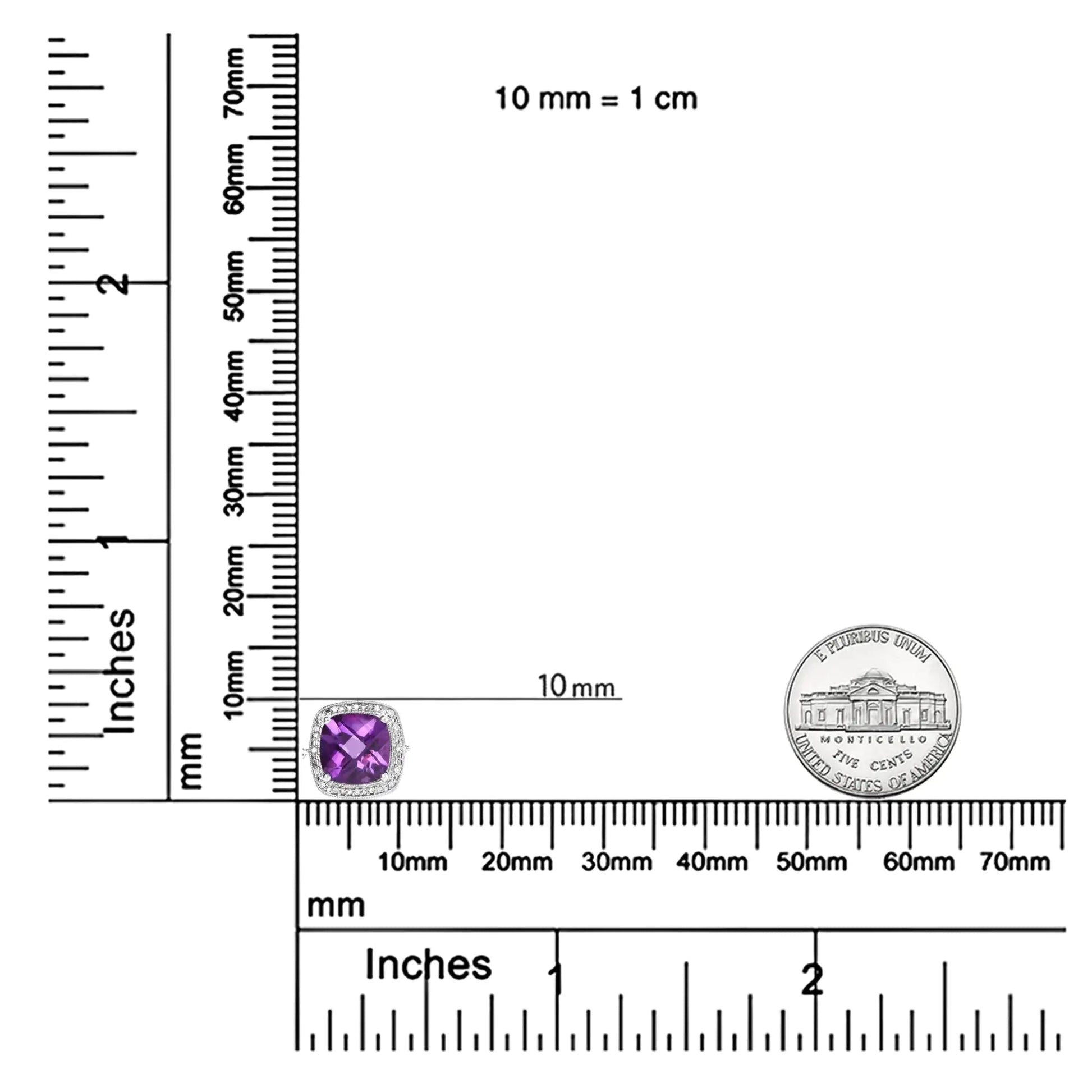 .925 Sterling Silver 10mm Cushion Cut Amethyst Gemstone and Diamond Accent Lariat 4”-10” Adjustable Bolo Bracelet (H-I Color, SI1-SI2 Clarity) WEM Support (www.WEM.support)
