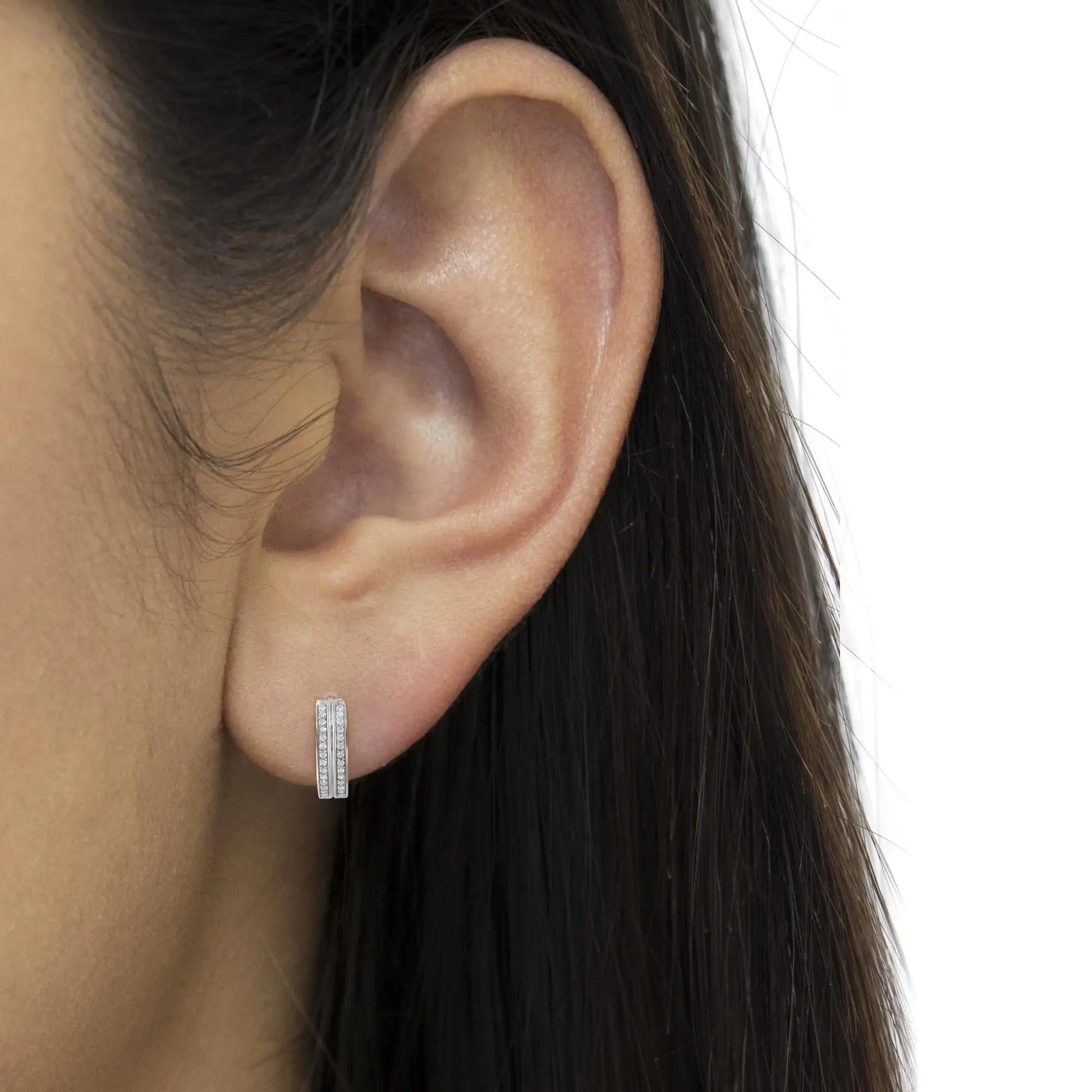 10K White Gold Diamond Hoop Earring (1/2 cttw, I-J Color, I2-I3 Clarity) WEM Support (www.WEM.support)