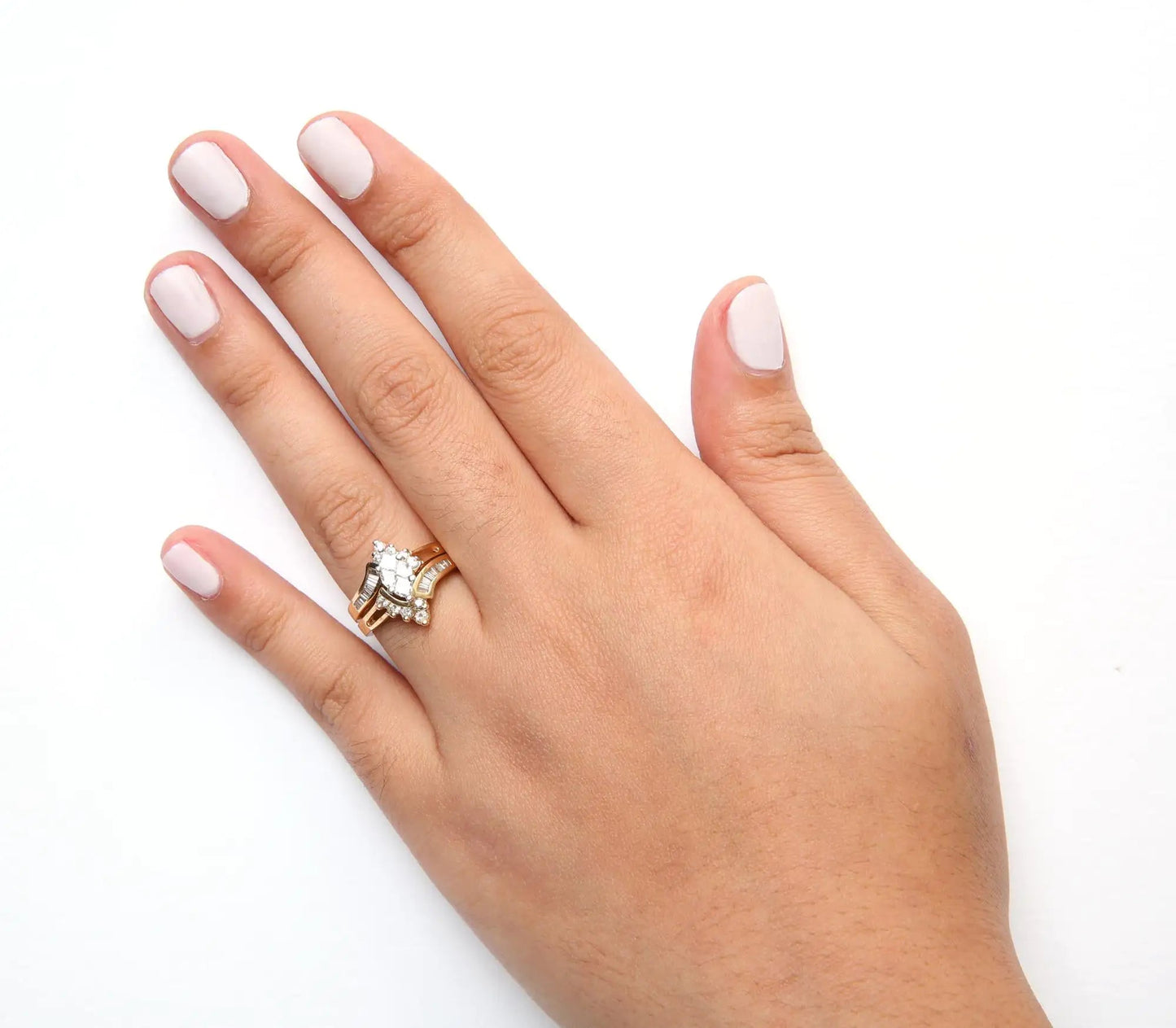 14K Two Tone 3/4 Cttw Diamond Engagement Ring Set (H-I Color, SI1-SI2 Clarity) WEM Support (www.WEM.support)