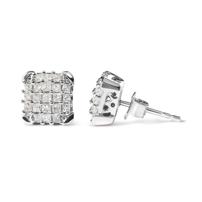 10K White Gold 3/4 Cttw Princess Diamond Composite Open Frame Stud Earrings (I-J Color, I1-I2 Clarity) WEM Support (www.WEM.support)