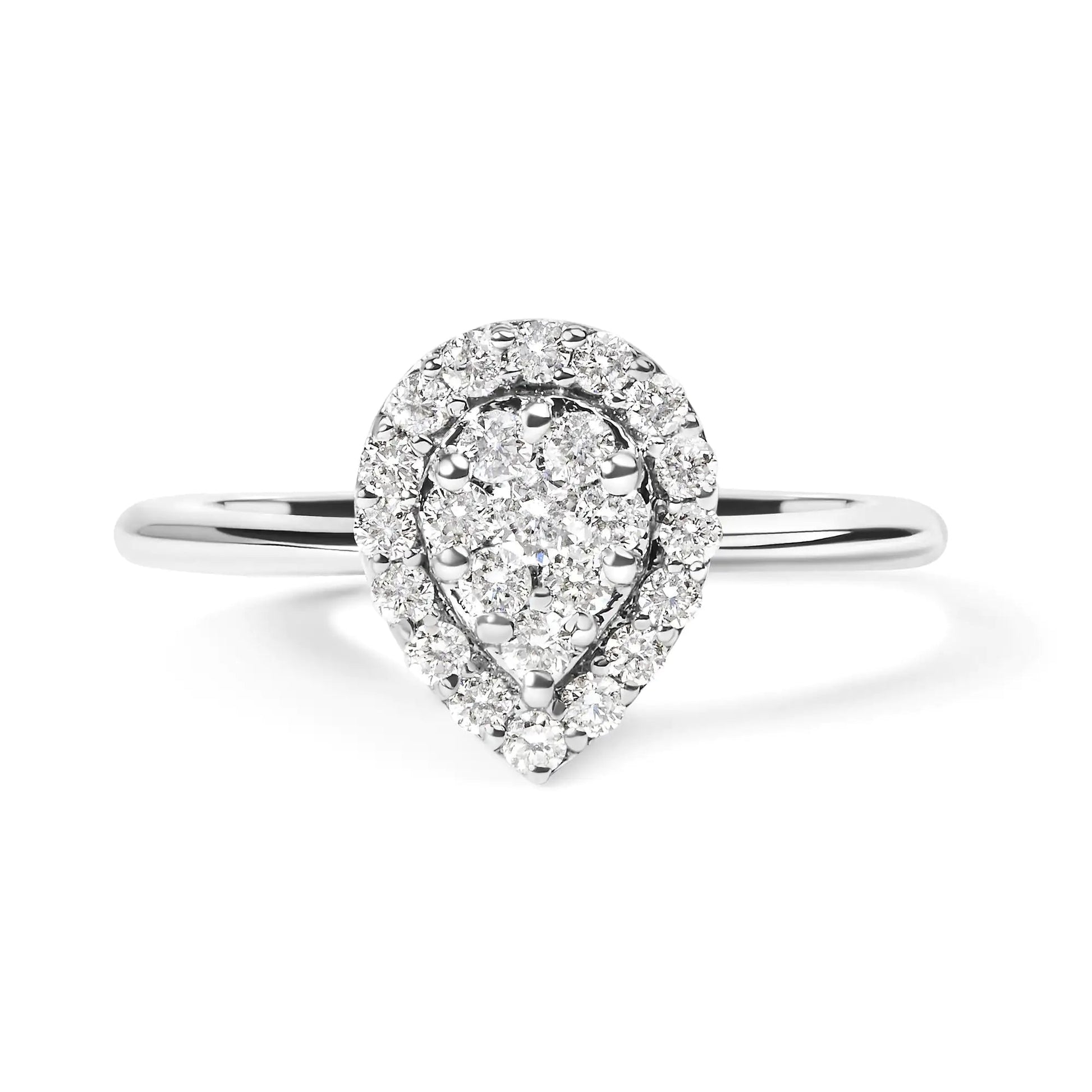 .925 Sterling Silver 3/8 Cttw Lab Grown Diamond Cluster and Halo Pear Promise Ring (G-H Color, VS2-SI1 Clarity) - Size 7 WEM Support (www.WEM.support)