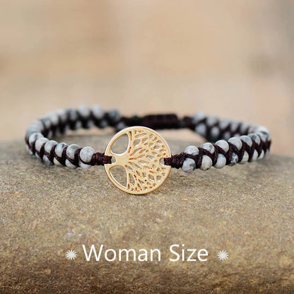 Tree Charm African Jasper Braided Yoga Bracelet WEM Support (www.WEM.support)