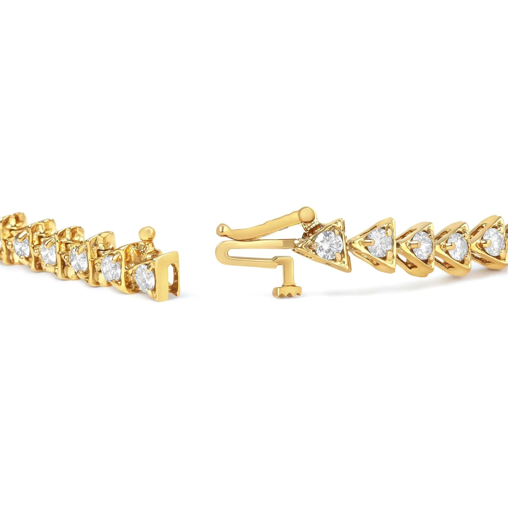 10K Yellow Gold Plated .925 Sterling Silver 3.0 Cttw Diamond Triangle Link Tennis Bracelet (I-J Color, SI2-I1 Clarity) - Size 7.25" Inches WEM Support (www.WEM.support)