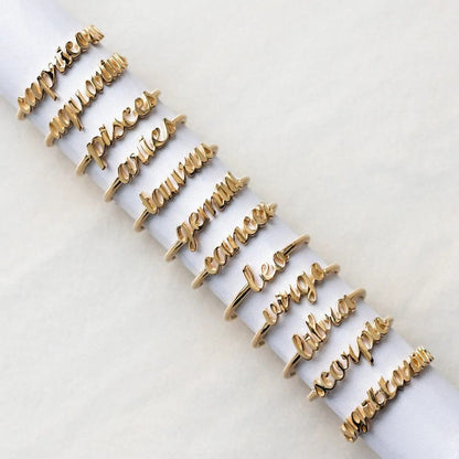 Thin Open Gold Zodiac Rings WEM Support (www.WEM.support)
