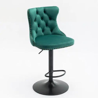 Swivel Velvet Barstools Adjusatble Seat Height From 25-33 Inch Green,Set Of 2 WEM Support (www.WEM.support)