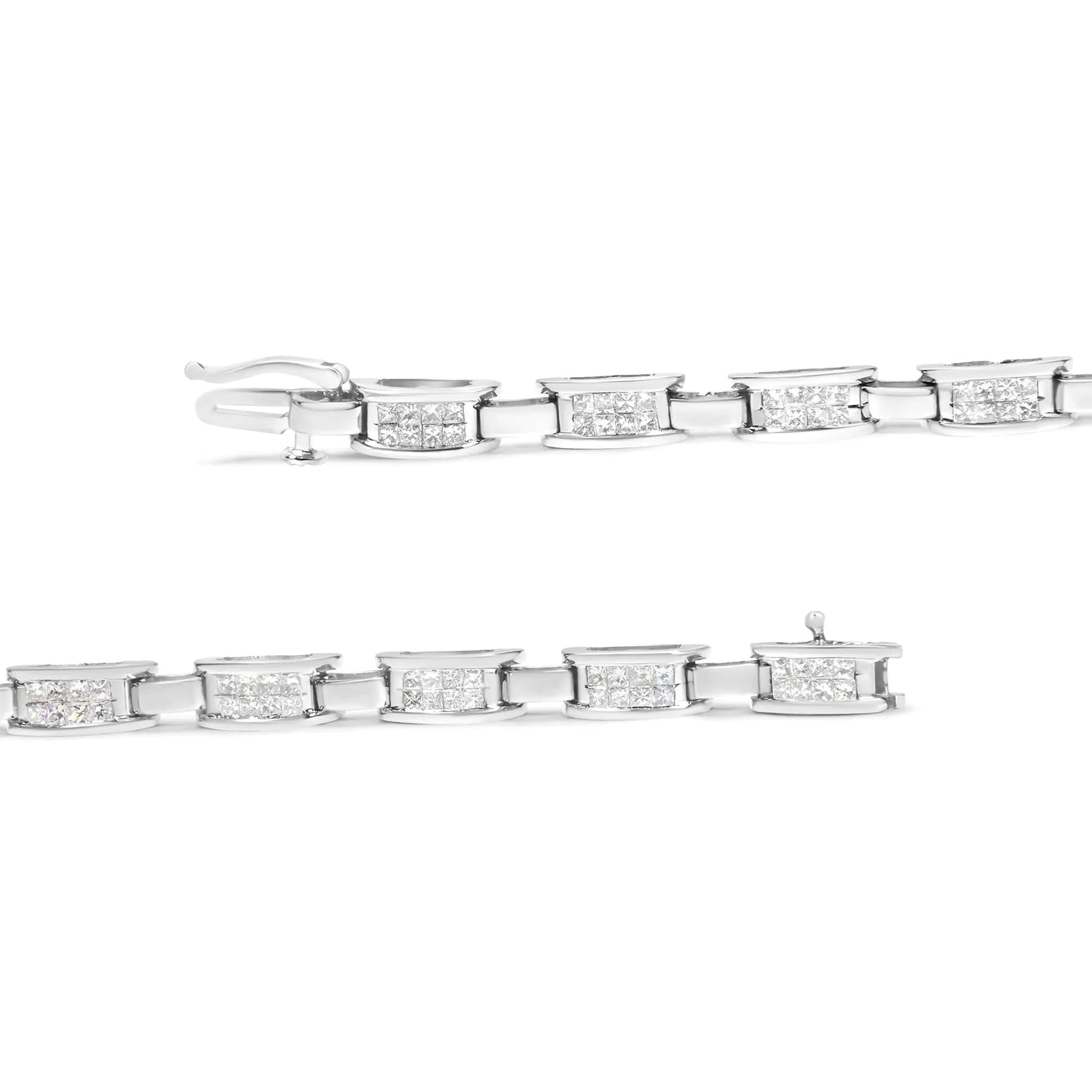14K White Gold 2.0 Cttw Princess Cut Invisible Set Diamond Rectangular Link Bracelet (I-J Color, I1-I2 Clarity) - 7.25" WEM Support (www.WEM.support)
