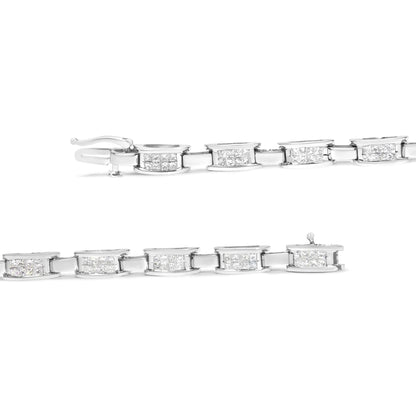 14K White Gold 2.0 Cttw Princess Cut Invisible Set Diamond Rectangular Link Bracelet (I-J Color, I1-I2 Clarity) - 7.25" WEM Support (www.WEM.support)