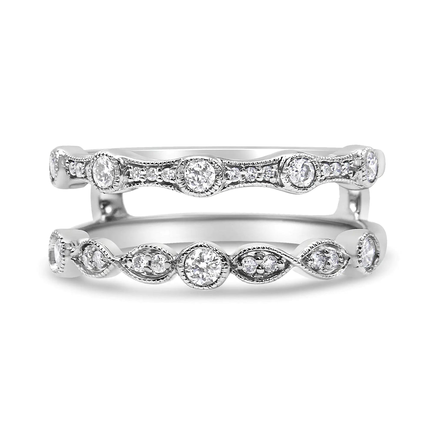 14K White Gold 1/3 Cttw Diamond Parallel Split Shank Wrap Ring Guard Enhancer (I-J Color, I2-I3 Clarity) WEM Support (www.WEM.support)