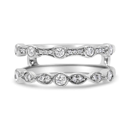 14K White Gold 1/3 Cttw Diamond Parallel Split Shank Wrap Ring Guard Enhancer (I-J Color, I2-I3 Clarity) WEM Support (www.WEM.support)