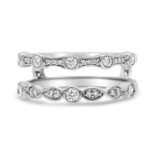 14K White Gold 1/3 Cttw Diamond Parallel Split Shank Wrap Ring Guard Enhancer (I-J Color, I2-I3 Clarity) WEM Support (www.WEM.support)