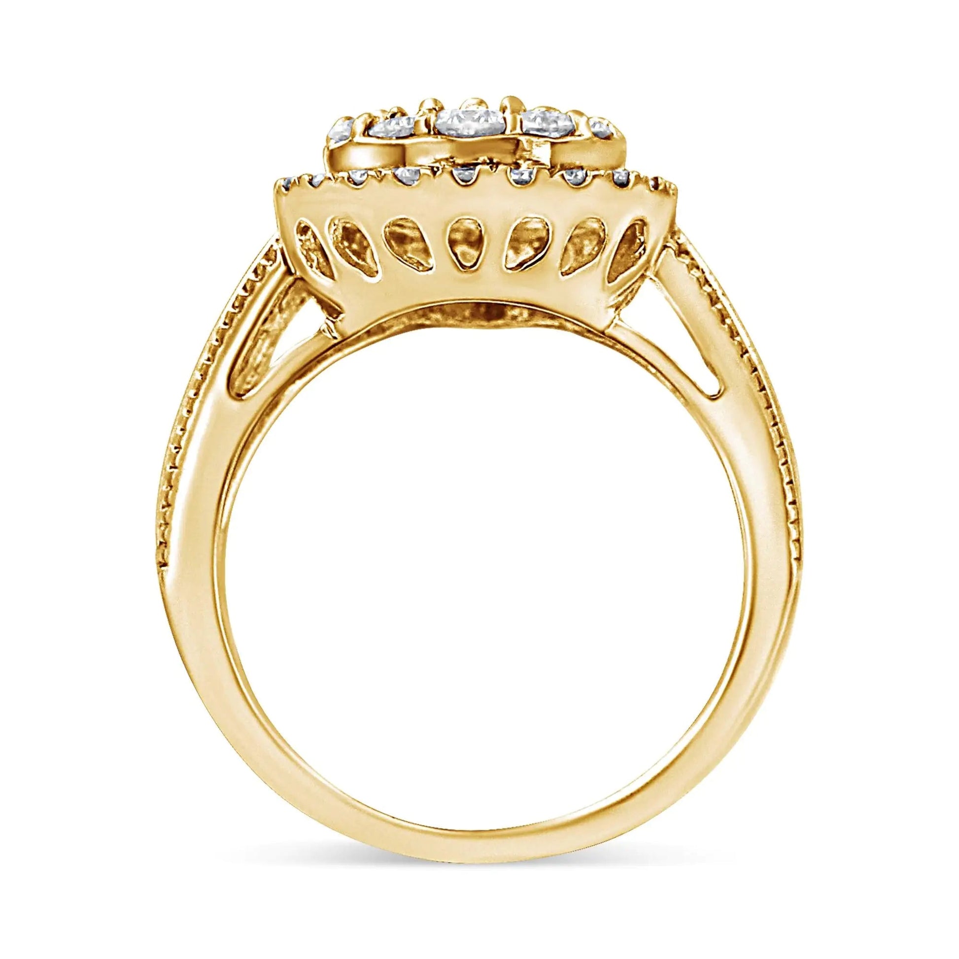 10K Yellow Gold Plated .925 Sterling Silver 1 1/2 Cttw Round-Cut Diamond Cocktail Ring (I-J Color, I1-I2 Clarity) WEM Support (www.WEM.support)