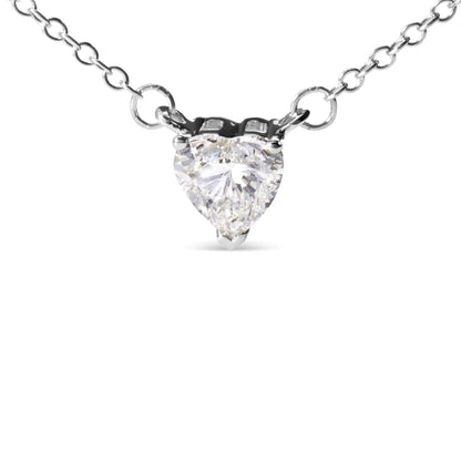 14K White Gold 1.0 Cttw Lab Grown Diamond Heart Shape Solitaire Pendant Necklace (F-G Color, VS1-VS2 Clarity) WEM Support (www.WEM.support)
