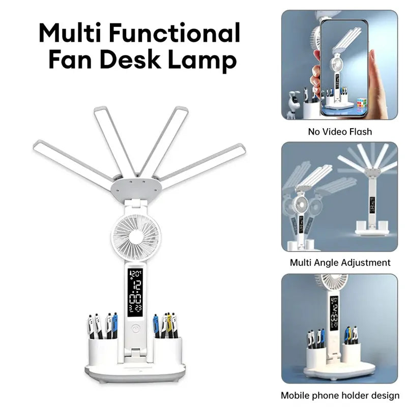 3-in-1 LED Desk Lamp with Fan & Clock HejK.com