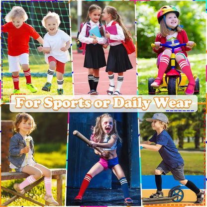 4 Pairs Kids Soccer Socks Toddler Soccer Socks Girls Boys Soccer Socks Toddler Knee High Socks Toddler Kids Tube Socks 3-6 Years Black, Black, Black/White, White/Black My Store