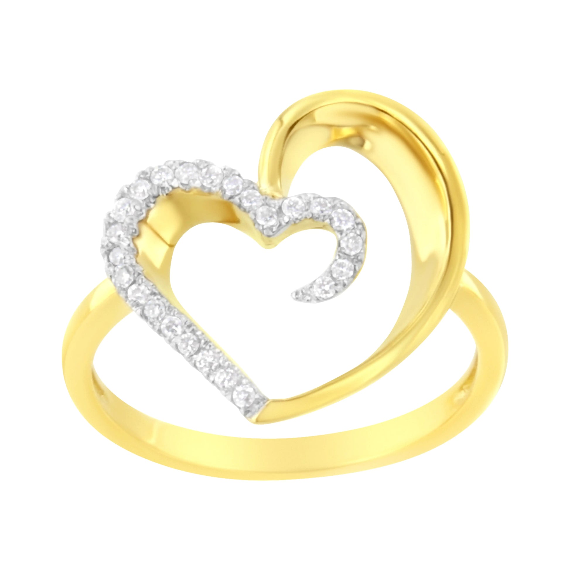 10KT Yellow Gold 1/10 cttw Diamond Heart Shape Ring (K-L, I1-I2) WEM Support (www.WEM.support)