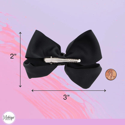 3 Inch Black Grosgrain Bow for Little Girls- Set of 2 (Black) My Store