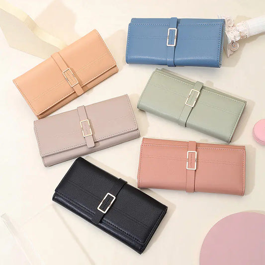 Tri-fold Clutch with Long Metal Buckle Design HejK.com Marketplace LLC