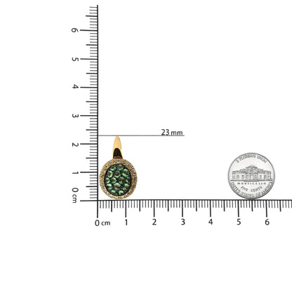18K Yellow Gold 3 1/2 Cttw Diamond and Round Green Tsavorite Gemstone Round Domed Drop Hoop Earrings (Brown Color, SI1-SI2 Clarity) WEM Support (www.WEM.support)