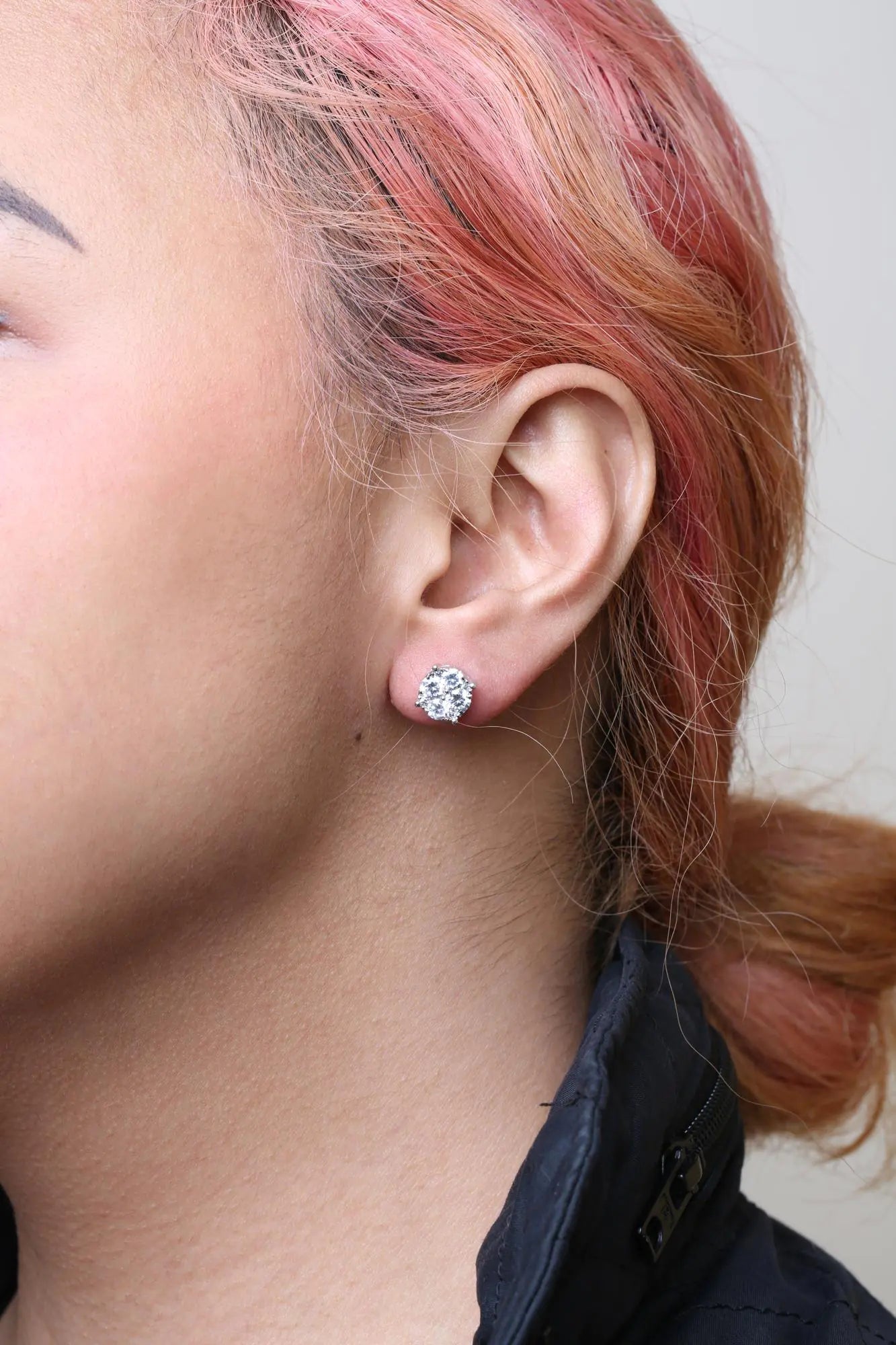 14K White Gold 2.00 Cttw Lab Grown Diamond Cluster Stud Earrings (G-H Color, VS1-VS2 Clarity) WEM Support (www.WEM.support)
