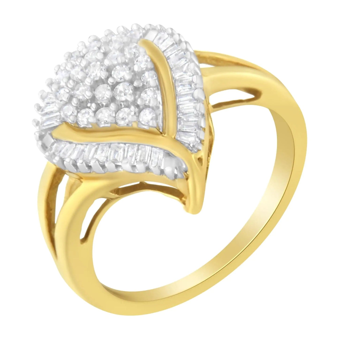 10K Yellow Gold Diamond Cluster Ring (1/2 Cttw, I-J Color, I1-I2 Clarity) WEM Support (www.WEM.support)