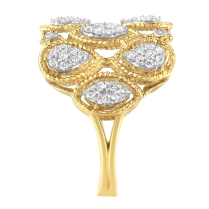 14K Yellow Gold Diamond Art Deco Ring (1/2 Cttw, H-I Color, I1 Clarity) WEM Support (www.WEM.support)
