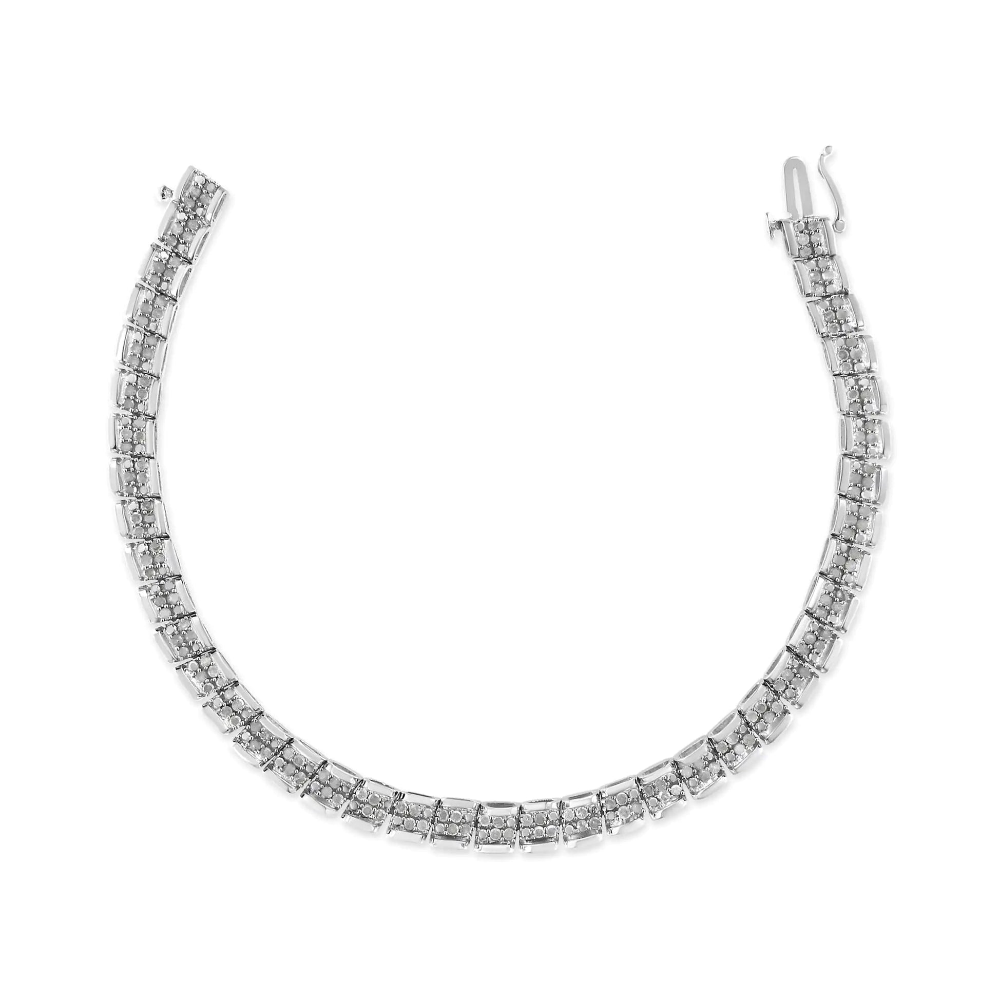 .925 Sterling Silver 2.0 Cttw Diamond 7" Round Miracle Plate Link Bracelet (I-J Color, I2-I3 Clarity) WEM Support (www.WEM.support)