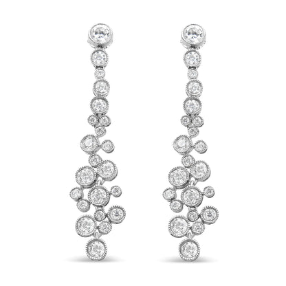 18K White Gold 3.15 Cttw Round Diamond Waterfall Drop Dangle Stud Earrings (H-I Color, VS1-VS2 Clarity) WEM Support (www.WEM.support)