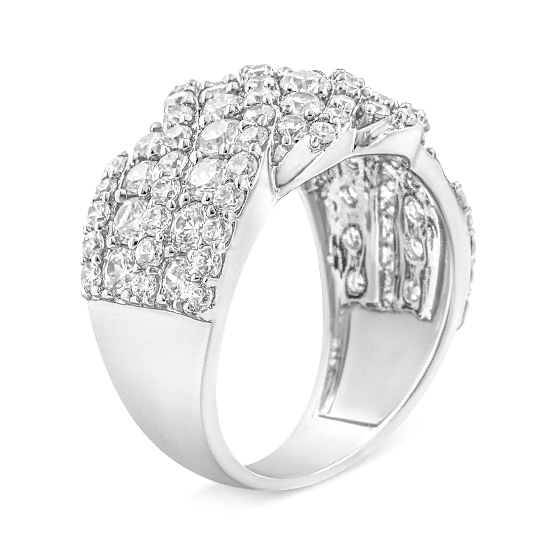 10K Yellow Gold 3.00 Cttw Diamond Multi Row Cluster Band Ring (I-J Color, I3 Clarity) WEM Support (www.WEM.support)