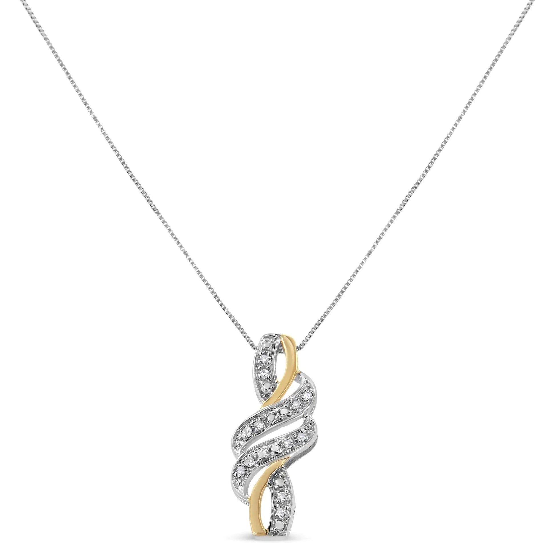 14K Yellow Gold Plated .925 Sterling Silver Round-Cut Diamond Accent Cross Bypass 18" Pendant Necklace (H-I Color, I2-I3 Clarity) WEM Support (www.WEM.support)