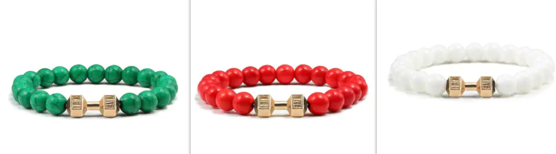 Turquoise Energy Gun Black Electroplated Alloy Barbell Bracelet WEM Support (www.WEM.support)