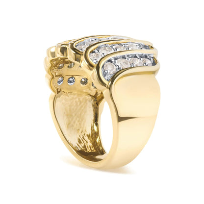 10 Yellow Gold 2.00 Cttw Diamond Multi Row Cocktail Band Ring (I-J Color, I1-I2 Clarity) WEM Support (www.WEM.support)