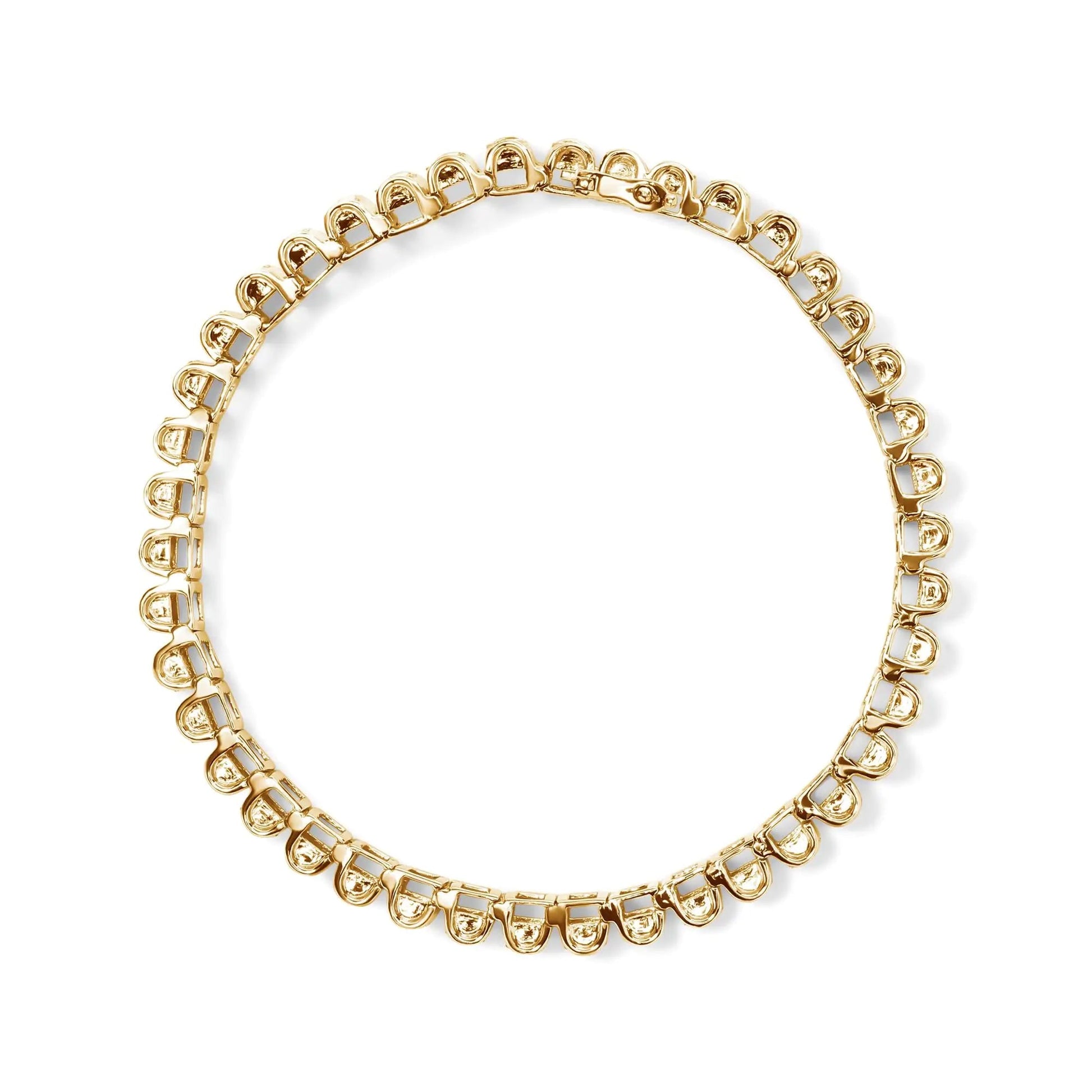 14K Gold 5.00 Cttw Square Princess Cut White Diamond Rectangular Invisible Set Link Tennis Bracelet (H-I Color, SI2-I1 Clarity) - 7.25” Inches WEM Support (www.WEM.support)
