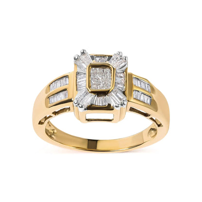 10K Yellow Gold 1/2 Cttw Diamond Composite and Halo Ring (H-I Color, SI1-SI2 Clarity) WEM Support (www.WEM.support)