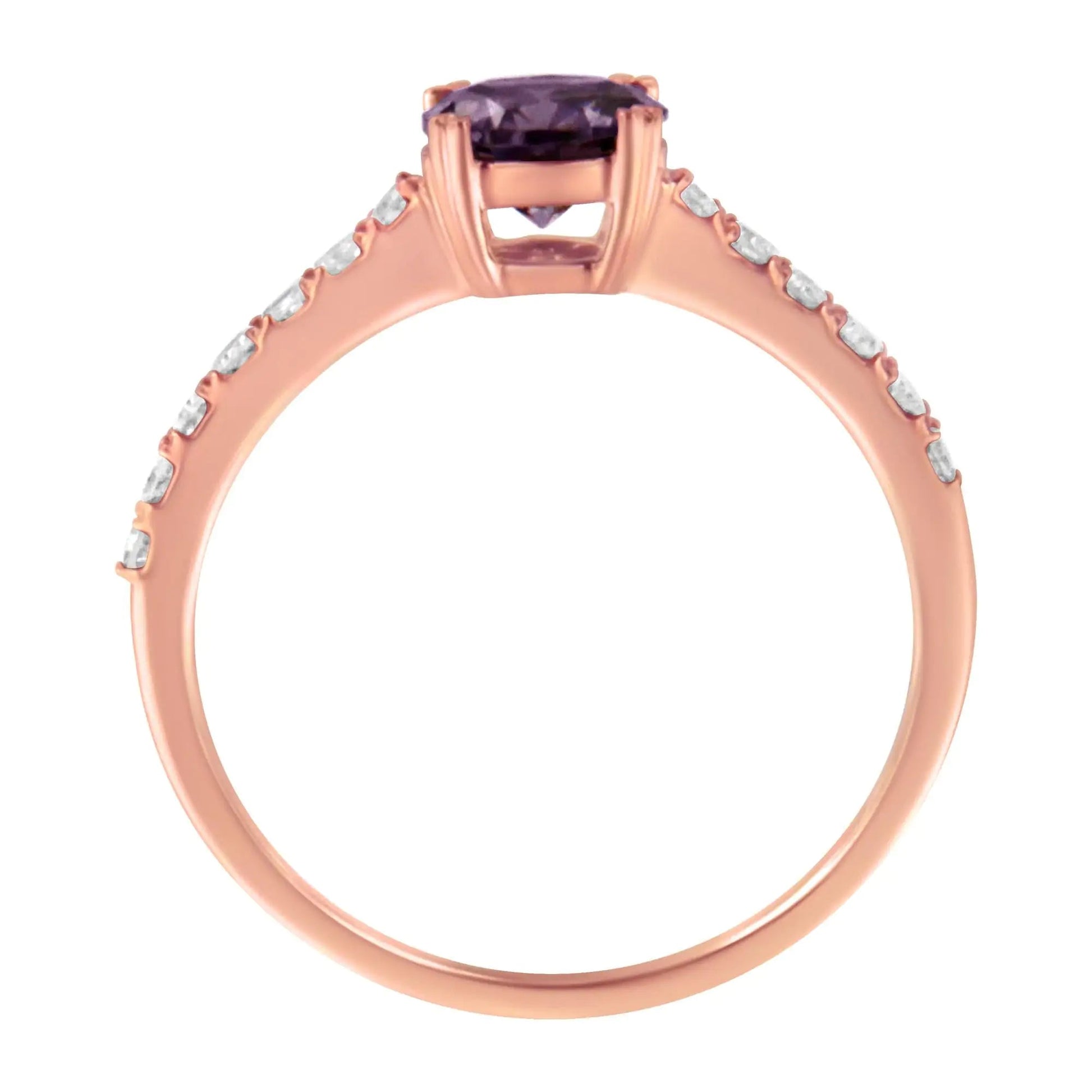 10K Roségold 1/4 Karat Diamant und 6MM Edelstein Halo Ring (H-I Farbe, I1-I2 Reinheit) WEM Support (www.WEM.support)