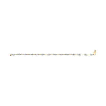 10K Yellow Gold 1.00 Cttw Diamond 3 Stone 7" Tennis Bracelet (H-I Color, I2-I3 Clarity) WEM Support (www.WEM.support)