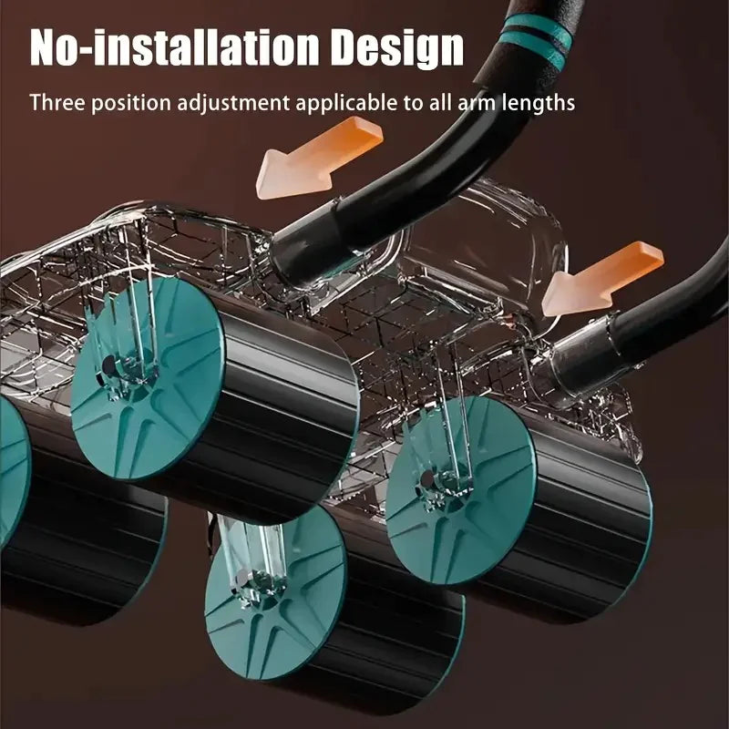 2PCS Rodillo Abdominal de 4 Ruedas con Soporte para Codos HejK.com