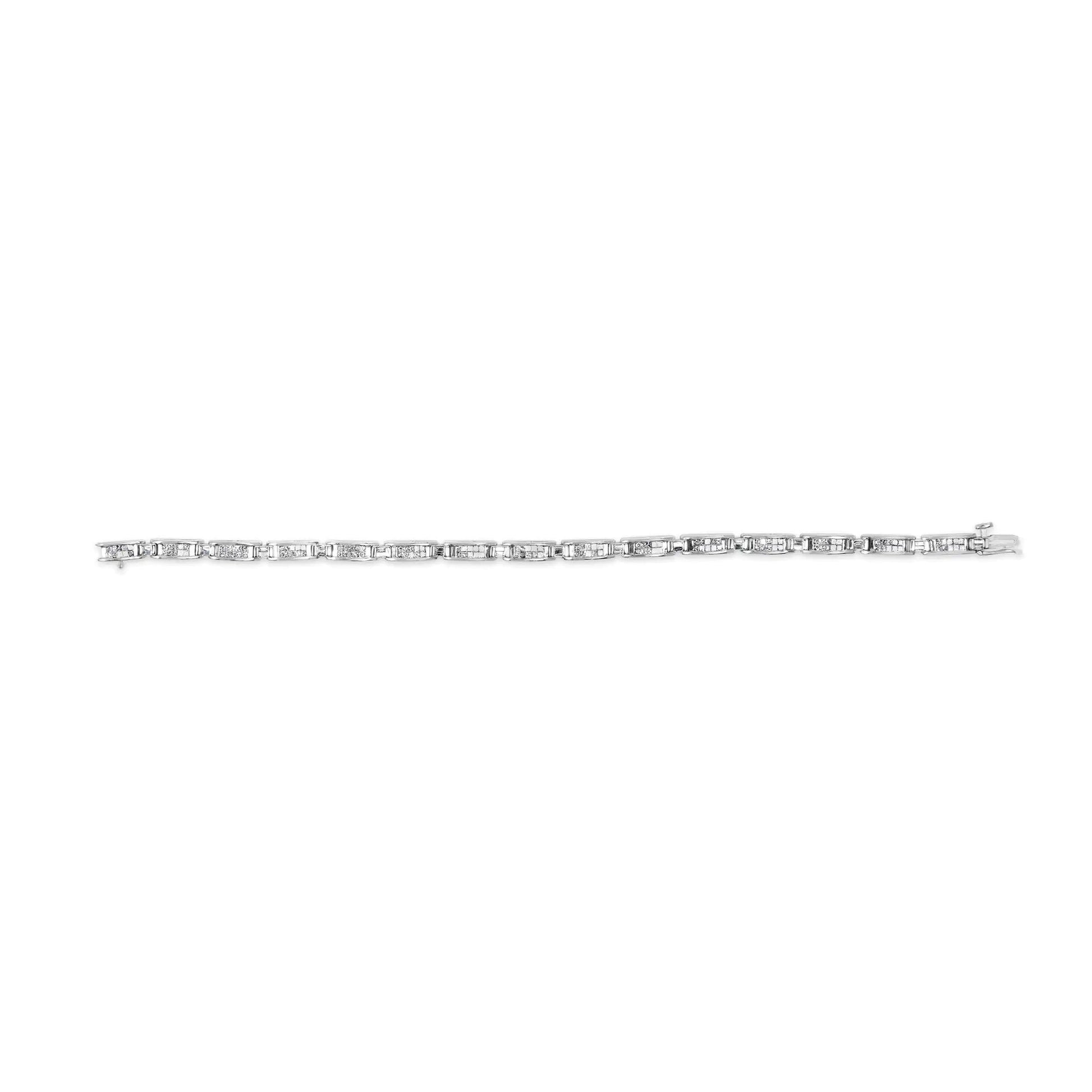 14K White Gold 2.0 Cttw Baguette and Princess-Cut Diamond Tennis Bracelet (H-I Color, SI1-SI2 Clarity) - 7" WEM Support (www.WEM.support)